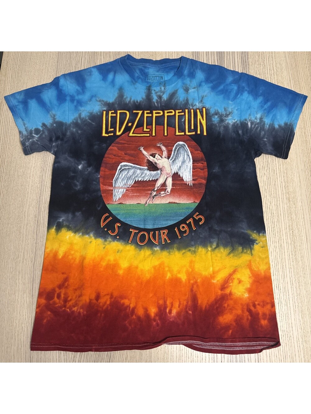 Led Zeppelin Icarus US Tour 1975 Tie Dye Shirt Mens Size Medium Band Tee
